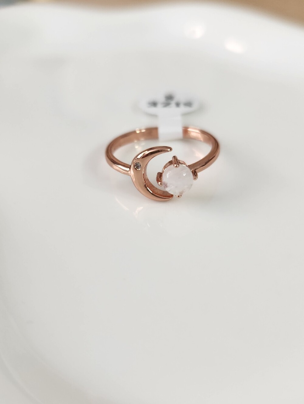 Rose Gold Moonstone Crescent Ring - Women Jewelry